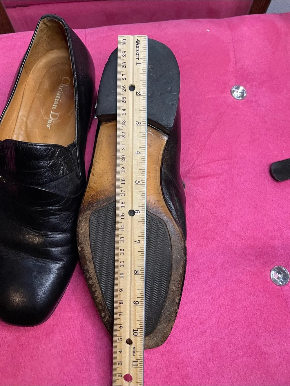 Dior Black Leather Slip-On Loafers with Subtle Logo Men’s Size 7 Women’s Size 9